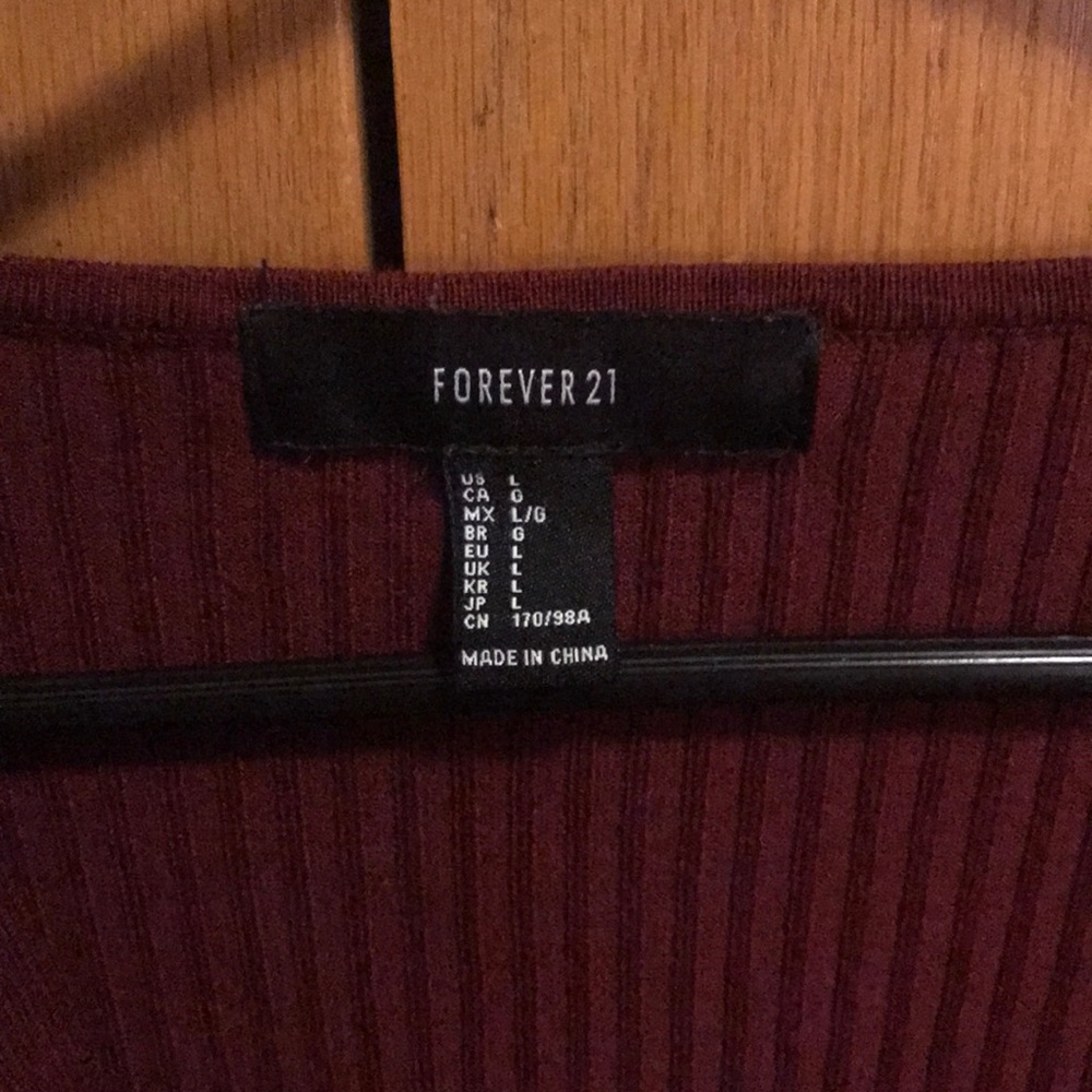 Forever 21 Maroon colored long sleeve dress - Picture 2 of 8